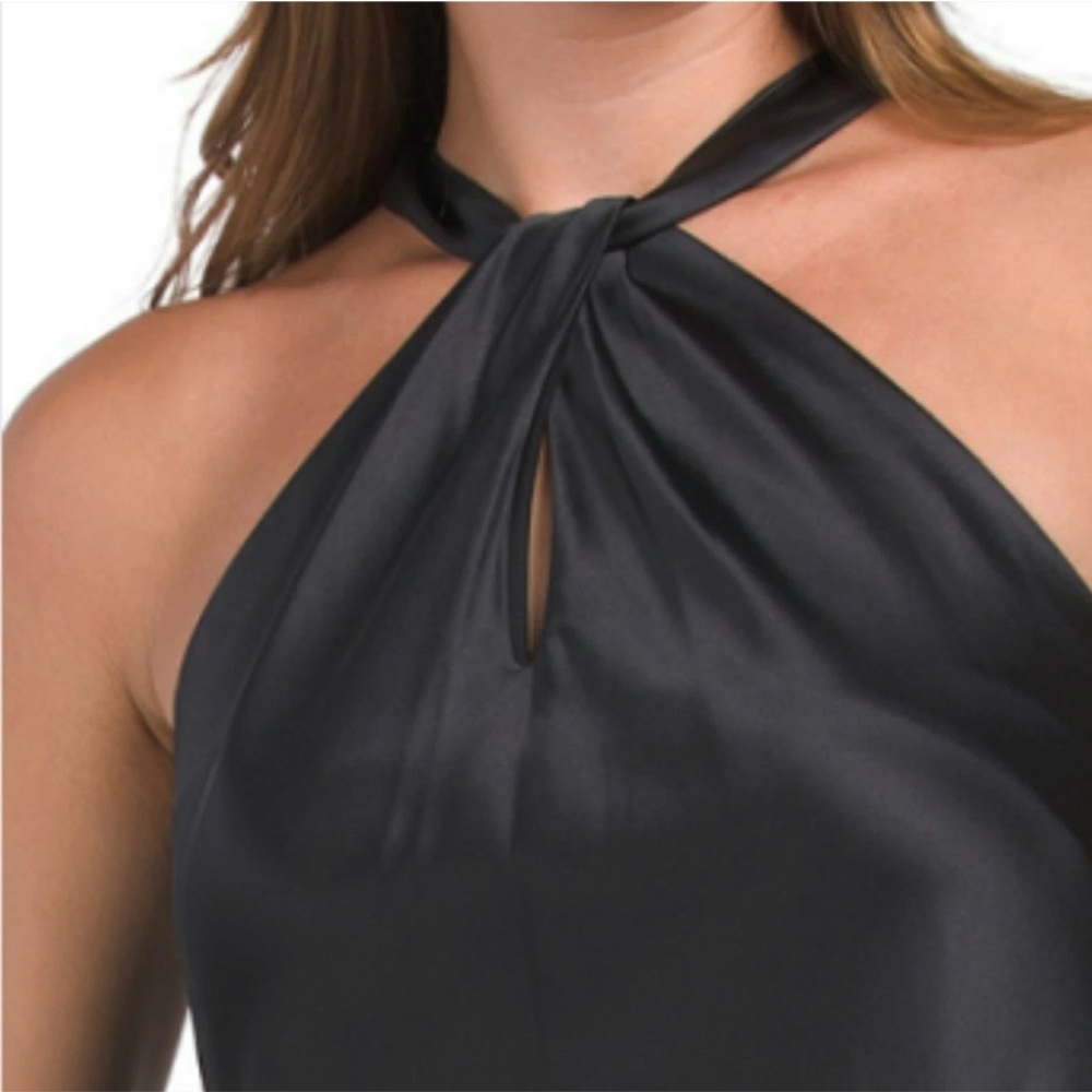 Nine West Twist Keyhole Black Halter Mini Dress Size XL - Picture 3 of 6